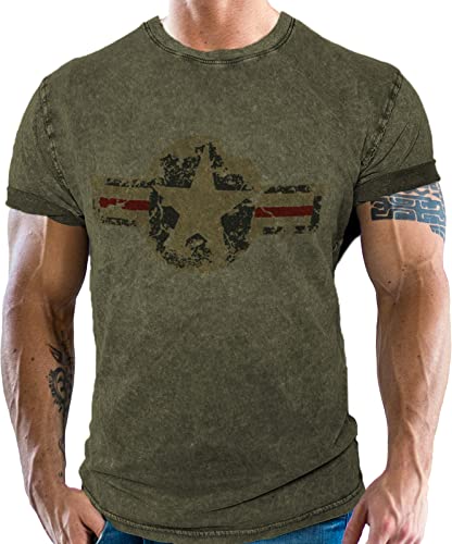 T-Shirt für den US-Army Fan im Washed Jeans Look USAF L von Gasoline Bandit