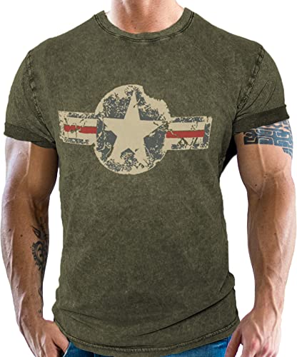 Herren T-Shirt für den US-Army Fan: Used Look USAF Logo von Gasoline Bandit