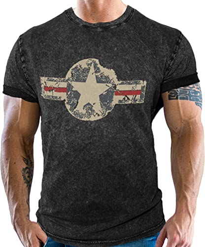 Herren T-Shirt für den US-Army Fan: Used Look USAF Logo von Gasoline Bandit
