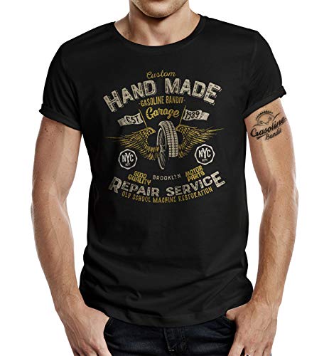 US Muscle Car Racer Biker T-Shirt: Hand Made Repair Service M von Gasoline Bandit