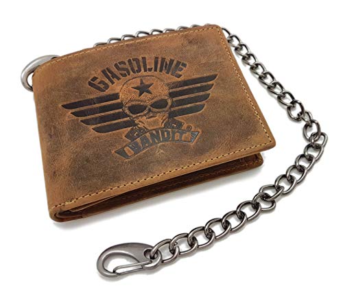 Gasoline Bandit Vintage Biker Wallet Geldbörse klein original Echtleder mit Kette von Gasoline Bandit
