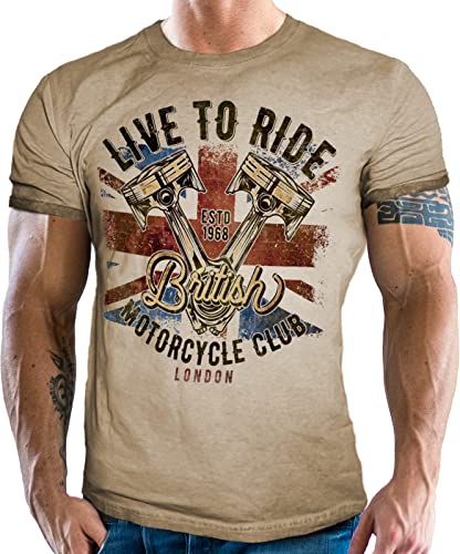 Vintage Retro Biker T-Shirt Used Look - British Motorcycle Club London XL von Gasoline Bandit