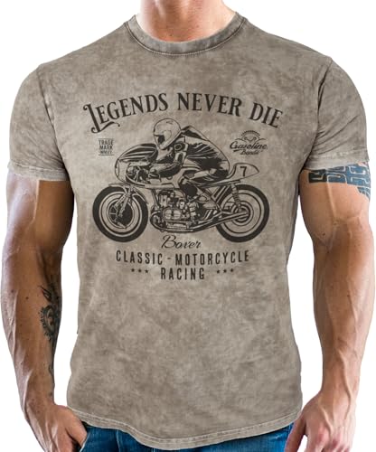 Vintage Retro Used-Look Herren T-Shirt für Motorradfahrer Oldtimer Fans: Classic Legends Boxer Racing von Gasoline Bandit