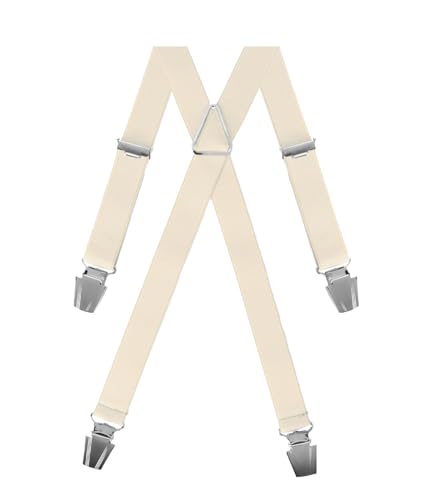Gaspard Schmale Hosenträger, X-Form, Beige, Uni von Gaspard