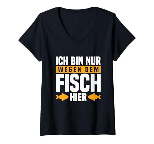 Damen Fisch Gadget Party Ideen Angler Spruch Lustig Fischliebhaber T-Shirt mit V-Ausschnitt Damen Fisch Gadget Party Ideen Angler Spruch Lustig Fischliebhaber T-Shirt mit V-Ausschnitt von Gastgeschenk Fisch & Geschenke für Fischliebhaber