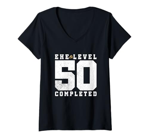 Damen Ehe Level 50 Completed 50. Hochzeitstag Party Goldhochzeit T-Shirt mit V-Ausschnitt Damen Ehe Level 50 Completed 50. Hochzeitstag Party Goldhochzeit T-Shirt mit V-Ausschnitt von Gastgeschenk Goldhochzeit & 50. Hochzeitstag Party