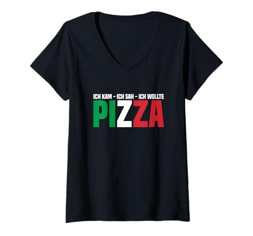 Damen Ich Kam Ich SAH Ich Wollte Pizza Italien Pizzaliebhaber T-Shirt mit V-Ausschnitt Damen Ich Kam Ich SAH Ich Wollte Pizza Italien Pizzaliebhaber T-Shirt mit V-Ausschnitt von Gastgeschenk Italien & Geschenk Pizzaliebhaber