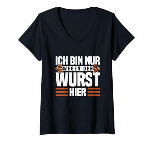 Damen Wurst Gadgets Grillparty Ideen Grillen Lustig Wurstliebhaber T-Shirt mit V-Ausschnitt von Gastgeschenk zur Grillparty und Wurst Gadgets