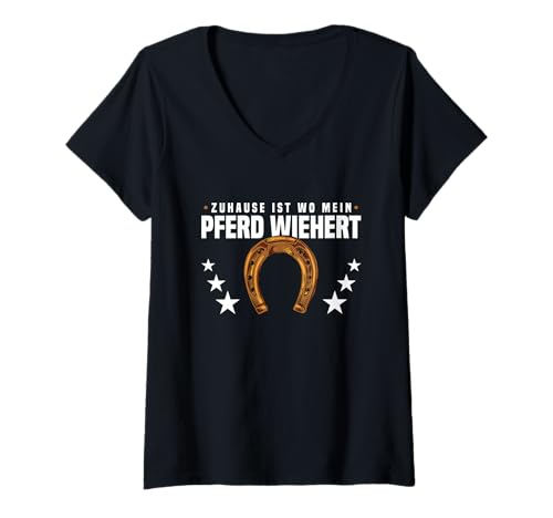 Damen Zuhause Ist Wo Mein Pferd Wiehert Party Reiter Gadget Pferde T-Shirt mit V-Ausschnitt Damen Zuhause Ist Wo Mein Pferd Wiehert Party Reiter Gadget Pferde T-Shirt mit V-Ausschnitt von Gastgeschenke Pferdegeburtstag & Pferde Gadget