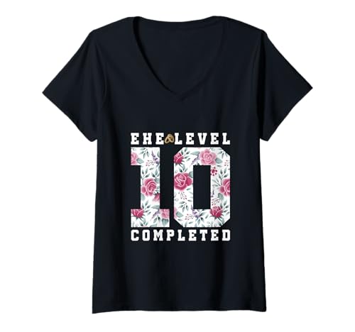 Damen Ehe Level 10 Rosen Hochzeit 10. Hochzeitstag Rosenhochzeit T-Shirt mit V-Ausschnitt Damen Ehe Level 10 Rosen Hochzeit 10. Hochzeitstag Rosenhochzeit T-Shirt mit V-Ausschnitt von Gastgeschenke Rosenhochzeit und 10. Hochzeitstag
