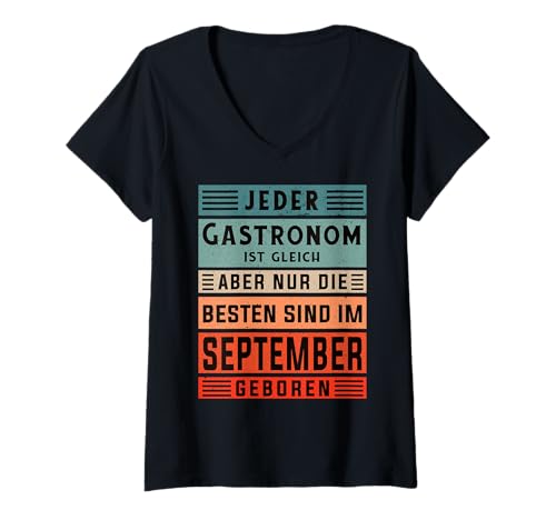 Damen Restaurant Wirt Koch Geburtstag September geboren Gastronom T-Shirt mit V-Ausschnitt von Gastronom Zubehör Geschenke Geburtstag-Shirt