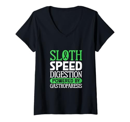 Damen Gastroparese Humor - Faultier-Verdauung T-Shirt mit V-Ausschnitt von Gastroparese Awareness Designs
