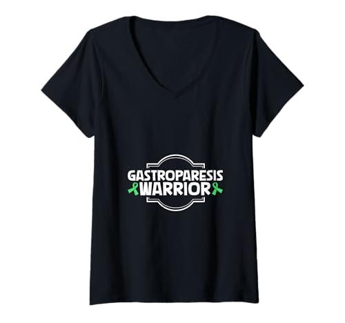 Damen Gastroparese Kämpfer T-Shirt mit V-Ausschnitt von Gastroparese Awareness Designs