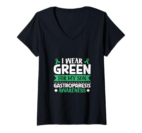 Damen Gastroparese Sohn - Ich trag Grün T-Shirt mit V-Ausschnitt Damen Gastroparese Sohn - Ich trag Grün T-Shirt mit V-Ausschnitt von Gastroparese Awareness Designs