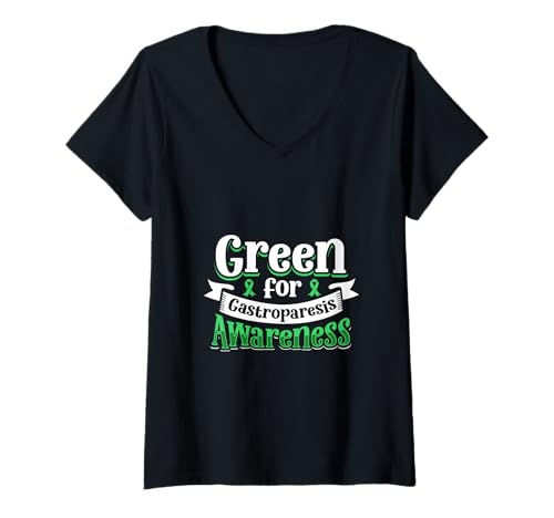 Damen Grün tragen - Für Gastroparese Aufklärung T-Shirt mit V-Ausschnitt von Gastroparese Awareness Designs