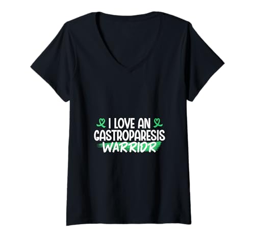 Damen Ich Liebe einen Kämpfer - Gastroparese T-Shirt mit V-Ausschnitt von Gastroparese Awareness Designs