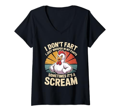 Damen I Don’t Fart My Pants Just Whisper Sometimes Scream - T-Shirt mit V-Ausschnitt Damen I Don’t Fart My Pants Just Whisper Sometimes Scream - T-Shirt mit V-Ausschnitt von Gaswitze überladeten Badezimmer lachen