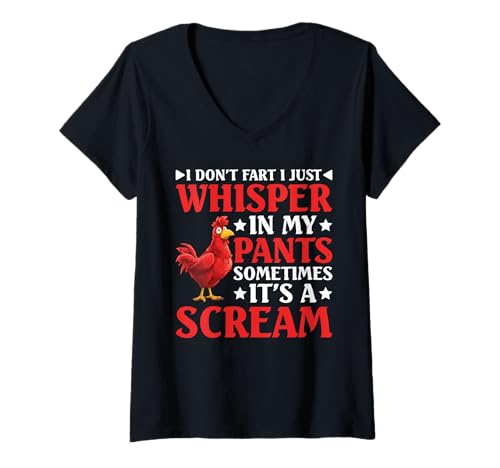 Damen I Don’t Fart My Pants Just Whisper Sometimes Scream - T-Shirt mit V-Ausschnitt Damen I Don’t Fart My Pants Just Whisper Sometimes Scream - T-Shirt mit V-Ausschnitt von Gaswitze überladeten Badezimmer lachen