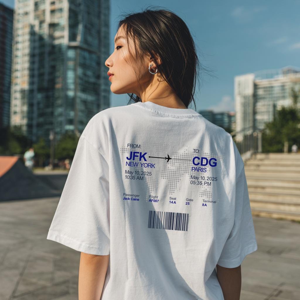 Personalisiertes Bordkarten T-Shirt - Oversize Unisex Reise-Shirt | Geschenk Für Piloten & Flugbegleiter Luftfahrt Travel Fashion Personalisiertes Bordkarten T-Shirt - Oversize Unisex Reise-Shirt | Geschenk Für Piloten & Flugbegleiter Luftfahrt Travel Fashion von Gate21DE