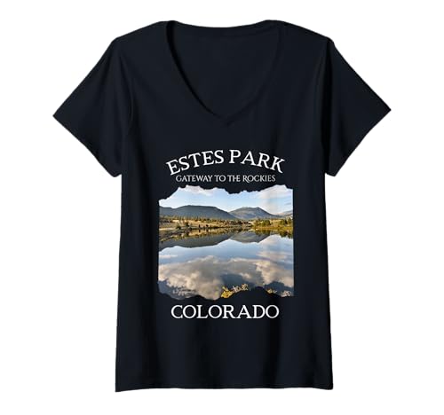 Damen Estes Park Colorado USA Nationalpark Amerikanische Frauen Männer T-Shirt mit V-Ausschnitt Damen Estes Park Colorado USA Nationalpark Amerikanische Frauen Männer T-Shirt mit V-Ausschnitt von Gateway to the Rockies Estes Park Souvenir Hiking