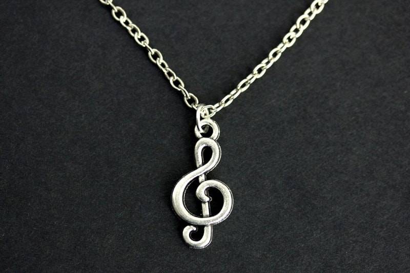 Violinschlüssel Halskette. Note Charm Musik-Halskette. Silber Musik-Liebhaber-Halskette. Musik Schmuck. Handgemachte von GatheringCharms