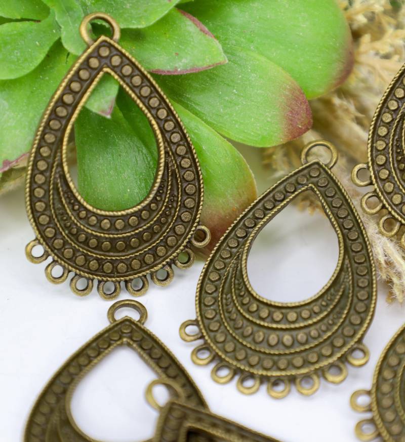 Antike Bronze Ohrring Creolen Kronleuchter Schmuck Zubehör 29 Mm X45Mm Boho Chic Menge 6 von GatheringSplendor