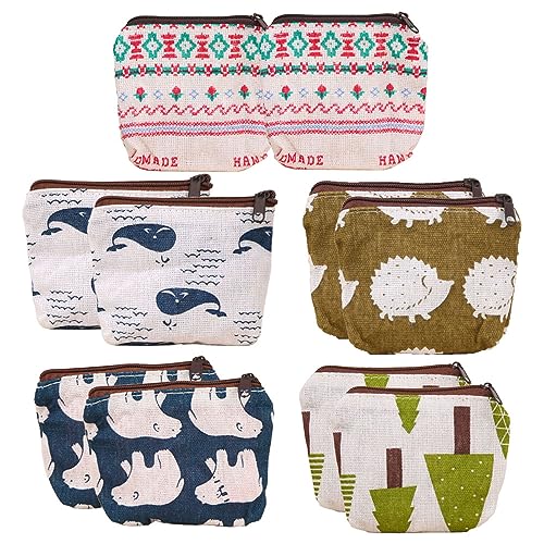 Gativs Mini Täschchen Mit Reißverschluss 10 Stück - Canvas Kleine Multifunktions Reise Kosmetiktasche, Leinwand Geldbörse, Geldbeutel, Segeltuch Münzbeutel von Gativs