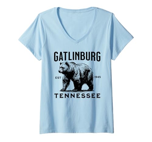 Damen Gatlinburg T-Shirt mit V-Ausschnitt Damen Gatlinburg T-Shirt mit V-Ausschnitt von Gatlinburg Tennessee USA Outdoor Vintage