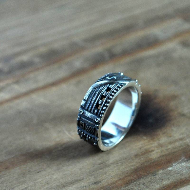 Moderner Sterling Silber Herrenring "Odum" | Zeitgenösser Ring Ausgefallener Ehering Für Männer Geek Cyberpunk Band Moderner Sterling Silber Herrenring "Odum" | Zeitgenösser Ring Ausgefallener Ehering Für Männer Geek Cyberpunk Band von GatoJewel