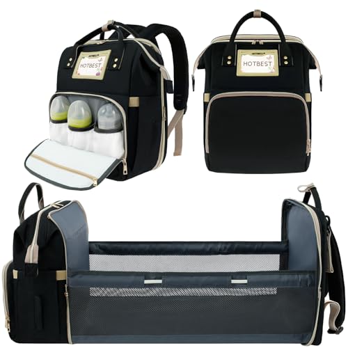 Wickelrucksack mit Bettfunktion Großer Oxford-Stoff Isolierung Multifunktionale Taschen für Mama Papa Unterwegs Ausgehen Flugzeug Flaschen Windeln Seidenpapier Babyprodukte von Gatphy