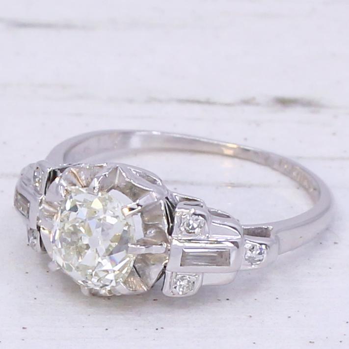 Art Déco 1.10 Karat Altschliff Diamant Verlobungsring, Circa 1935 von GatsbyJewels
