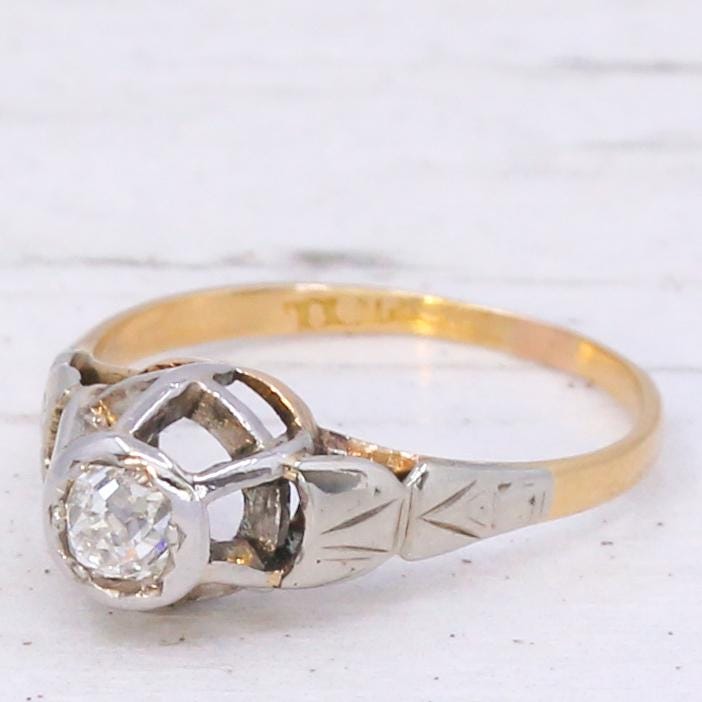 Retro 0.30 Karat Altschliff Diamant Verlobungsring, Circa 1945 von GatsbyJewels