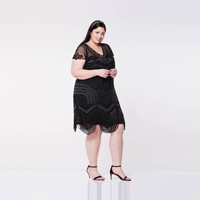 Plus Size Beatrice Schwarz Flapper Dress Slip Inklusive 20Er Jahre Vintage Inspirierte Great Gatsby Art Deco Charleston Downton Abtei Brautjungfer von Gatsbylady