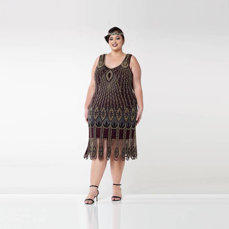 Plus Size Molly Purple Plum Flapper Kleid 20Er Jahre Great Gatsby Deco Charleston Brautjungfer Hochzeitsgast Jazz Black Tie von Gatsbylady