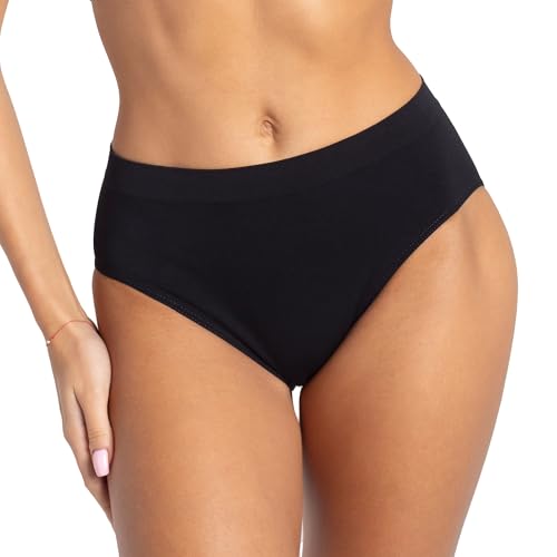 Gatta Bikini Queenie Höschen - klassisches, sehr komfortabel Höschen, elastisch, körpernah, mit antibakteriellem Zwickel, verpackt zu 3 Stück in Einer Farbe (Schwarz, M) von Gatta