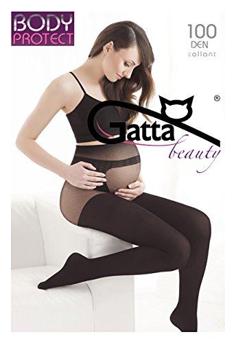 Gatta Body Protect 100den – Strumpfhose für Schwangere mit speziellen Höschenteil weich sehr elastisch matt - Größe 4-L - Nero-schwarz von Gatta