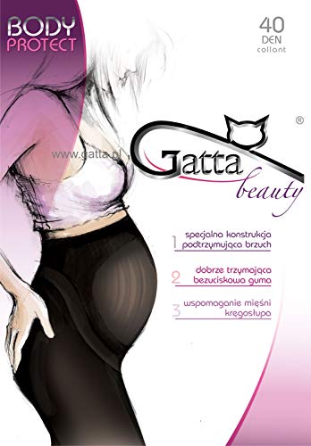 Gatta Body Protect 40den – Strumpfhose für Schwangere mit speziellen Höschenteil weich sehr elastisch matt - Größe 2-S - Nero-schwarz von Gatta