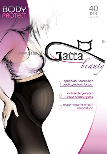Gatta Body Protect 40den – Strumpfhose für Schwangere mit speziellen Höschenteil weich sehr elastisch matt - Größe 4-L - Nero-schwarz von Gatta
