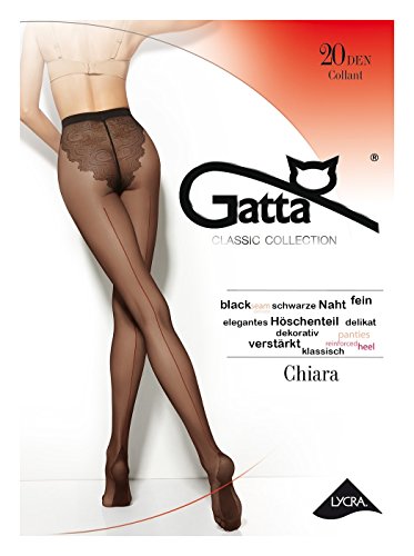 Gatta Chiara Classic - 20den - sexy Strumpfhose mit Naht und Bikinihöschen - Größe M - Nero von Gatta