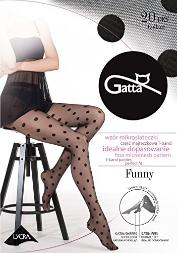 Gatta Damen Feinstrumpfhose mit Muster 20den (429-07) - Damen Strumpfhose mit Punkten schwarz - Größe 4-L - Nero von Gatta