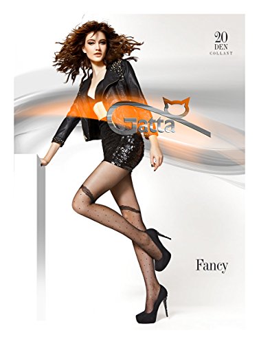 Gatta Fancy 01 - Top modische sexy trendy gemusterte Strumpfhose (4-L, Nero) von Gatta