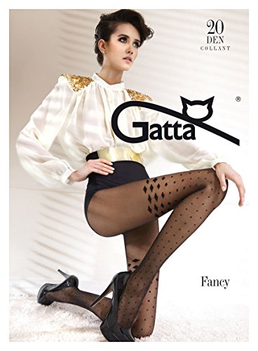 Gatta Fancy 03-20den - sexy gemusterte Strumpfhose mit topmodischem Rauten-Punktedesign - Größe 2-S - Nero-schwarz von Gatta