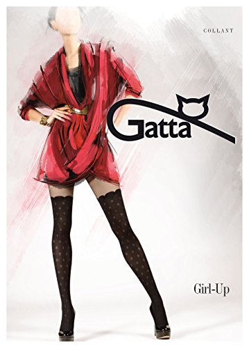 Gatta Girl Up 21 - gemusterte halbtransparente Strumpfhose mit Strapsedesign - Größe 4-L - Schwarz von Gatta