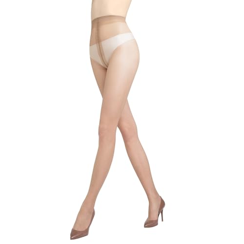 Gatta Klassische Damen Strumpfhose Eve 8DEN - stark, sehr dünn, transparent, mit T-Band-Höschenteil, ohne ausgeprägten Zehenteil, für Frühling, Sommer, Nacktbeineffekt (Daino, L) von Gatta