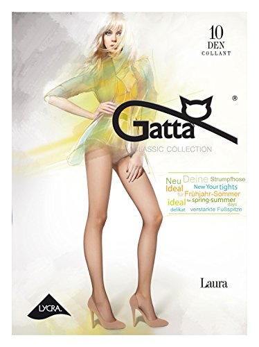 Gatta Laura 10den - elegante dünne halbmatte transparente Feinstrumpfhose aus Lycra mit verstärktem Miederteil - Höschen - Größe 4-L - Beige von Gatta