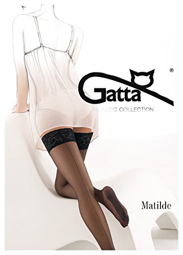 Gatta Matilde - klassisch-elegante, verführerische, halterloser Strümpfe mit Naht - Stay-Ups - Größe 1-2 / XS-S - Schwarz von Gatta