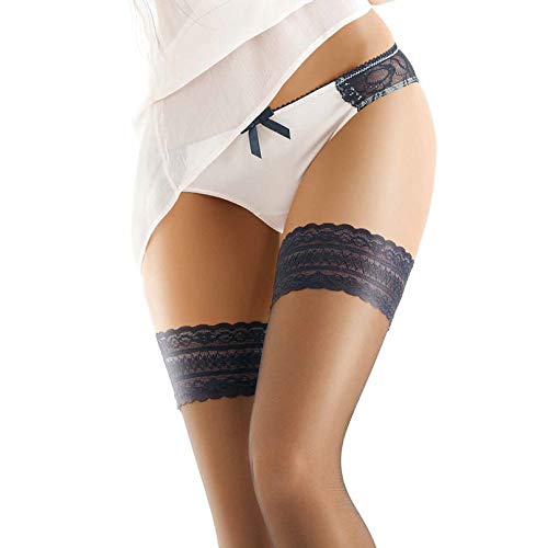 Gatta Michelle 04-8den - klassisch elegante matt-transparente halterloser Strümpfe mit modernen Abschlussbund - Dessous - Größe 3-4 / M-L - Schwarz von Gatta