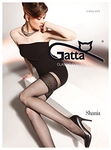 Gatta Shania 03 Bikini Fantasia - elegant gemusterte Strumpfhose im Kabarett-Netzprint Lycra 3D - Größe 2-S - Schwarz von Gatta