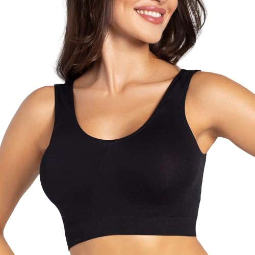 Gatta Sport Top Top mit Breiten Trägern, Sport-BH, schön, weich, komfortabel, Fitness, Yoga, Pilates, Keine Seitennähte, körpernah geschnitten (Schwarz, XL) von Gatta