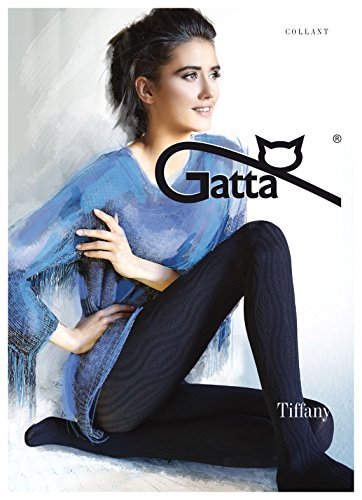 Gatta Tiffany 23-40den - blickdicht gestreift gemusterte Strumpfhose im Wellendesign - Größe 3-M - Schwarz von Gatta